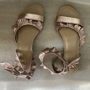 Mix no 6 strappy ankle sandals metallic rose pink